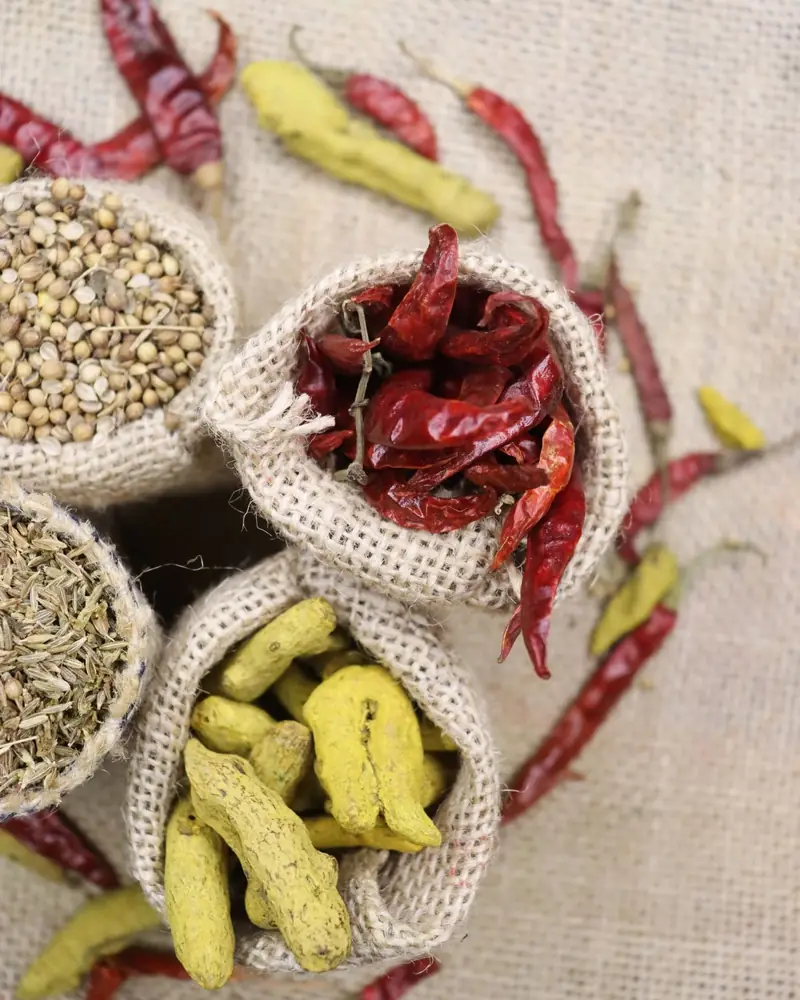 Spices including turmeric in jute sacks (representative image)
